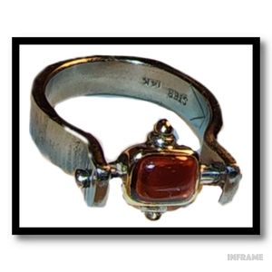 Sterling Silver-Plated Garnet Twist Vintage Ring